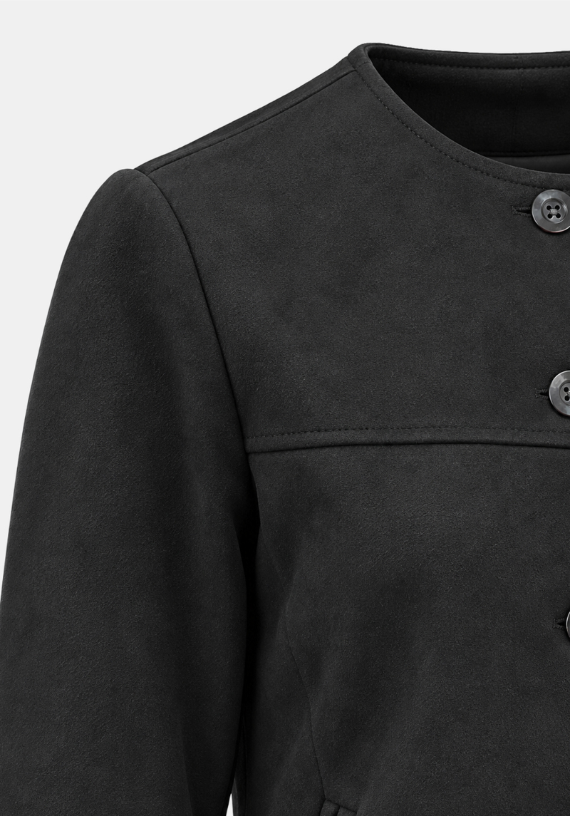 Round-Neck Suede Blouson Jacket