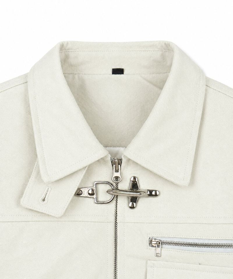 Fireman Buckle Crop Jacket - Ivory
