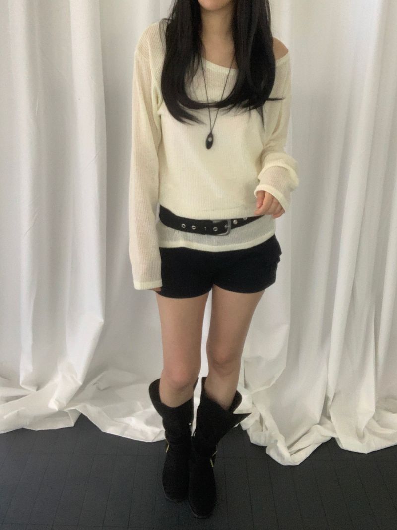 リレア ロングスリーブ メッシュ ニット​