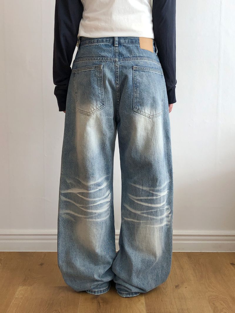 Kirun Cat Washed Denim Pants