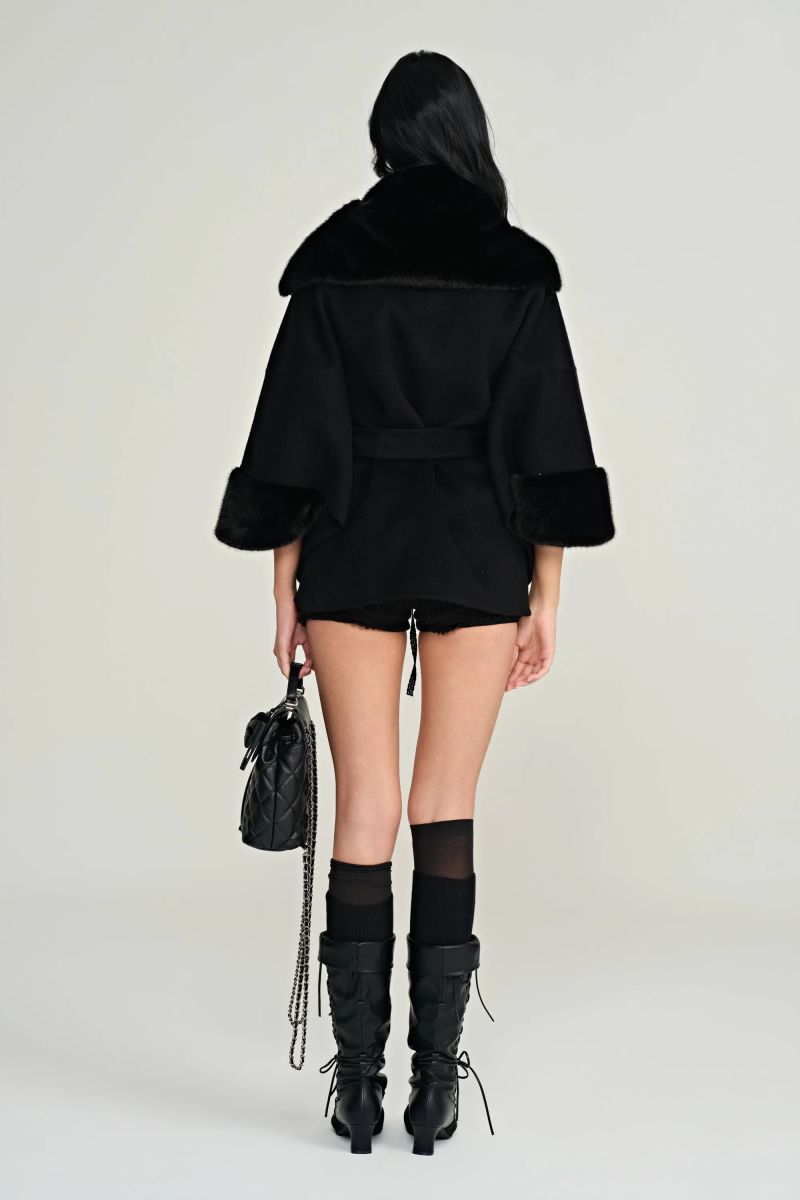 Bell cashmere cape coat, Black