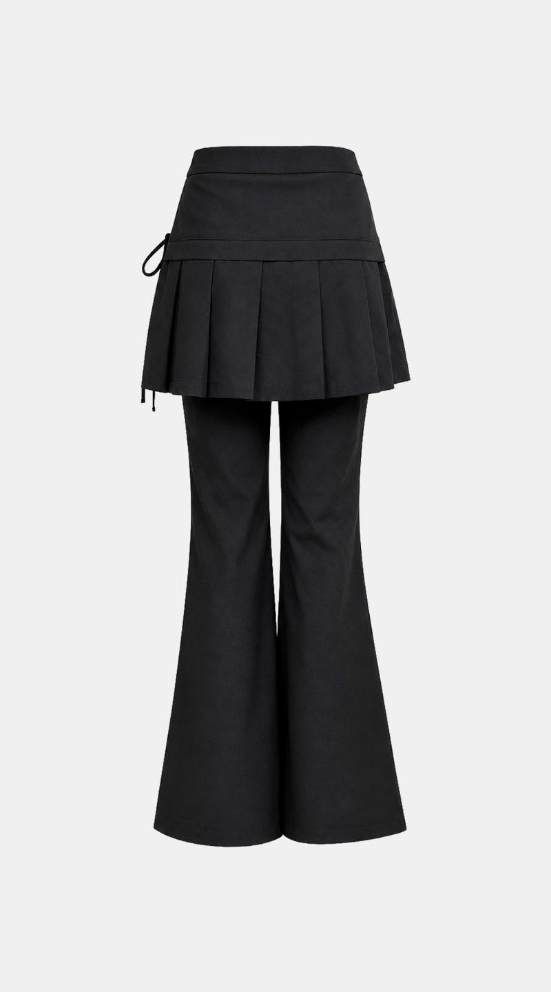 Side Lace-Up Pleated Skirt Pants