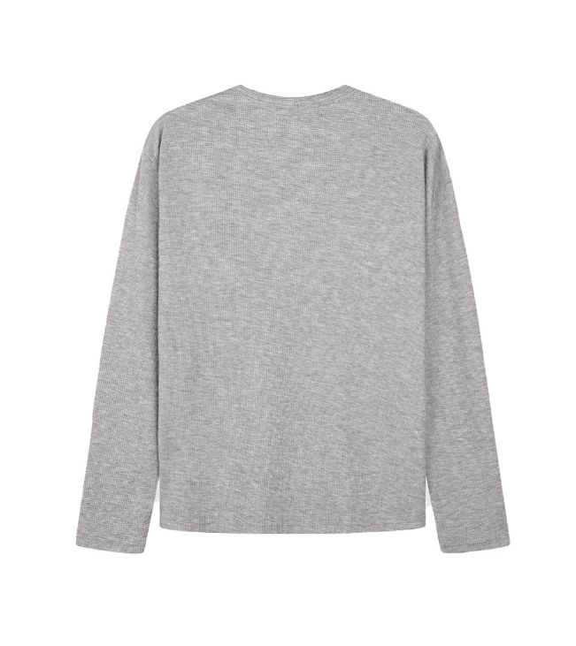 Diva Waffle Crop Henley Neck Long Sleeve