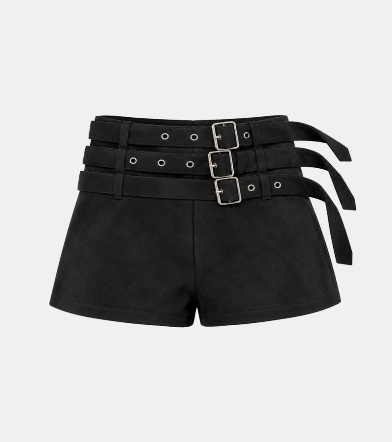 Triple Buckle Belt Shorts