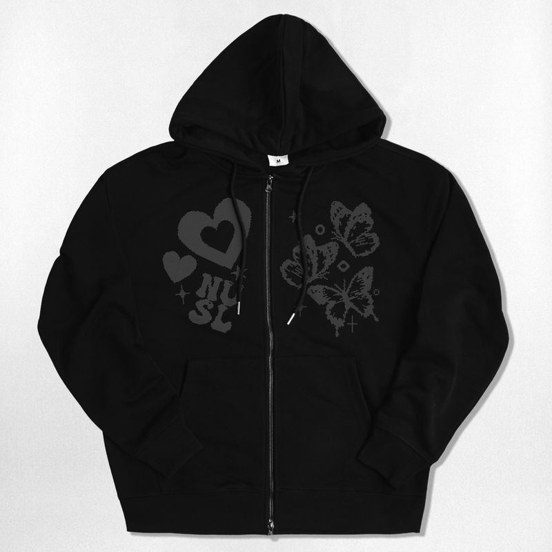 NOTUSUAL（ノットユージュアル）の「Dot Love Fly 2way Zip-Up Hoodie - 4COLOR（Tops）」