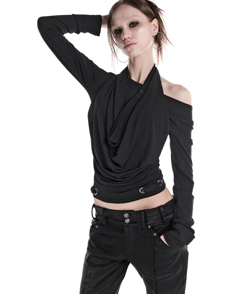 COWL LAYERED LONGSLEEVE TOP