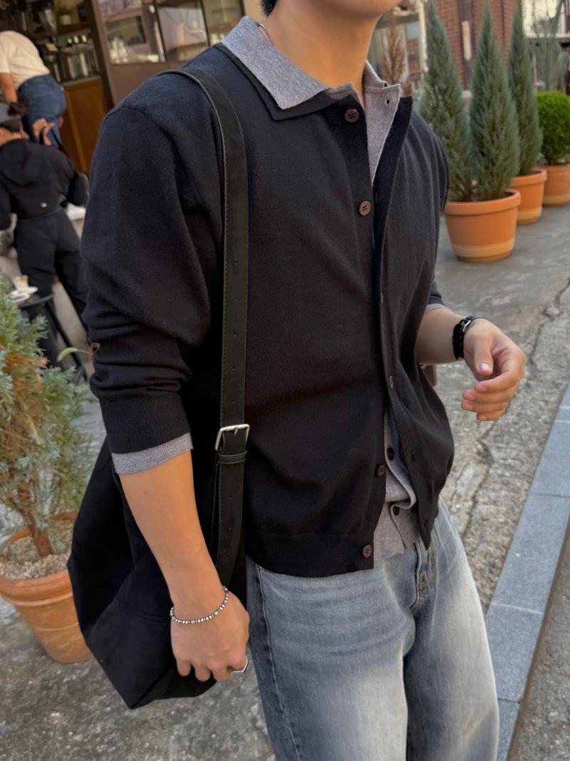 Mas layered collar cardigan