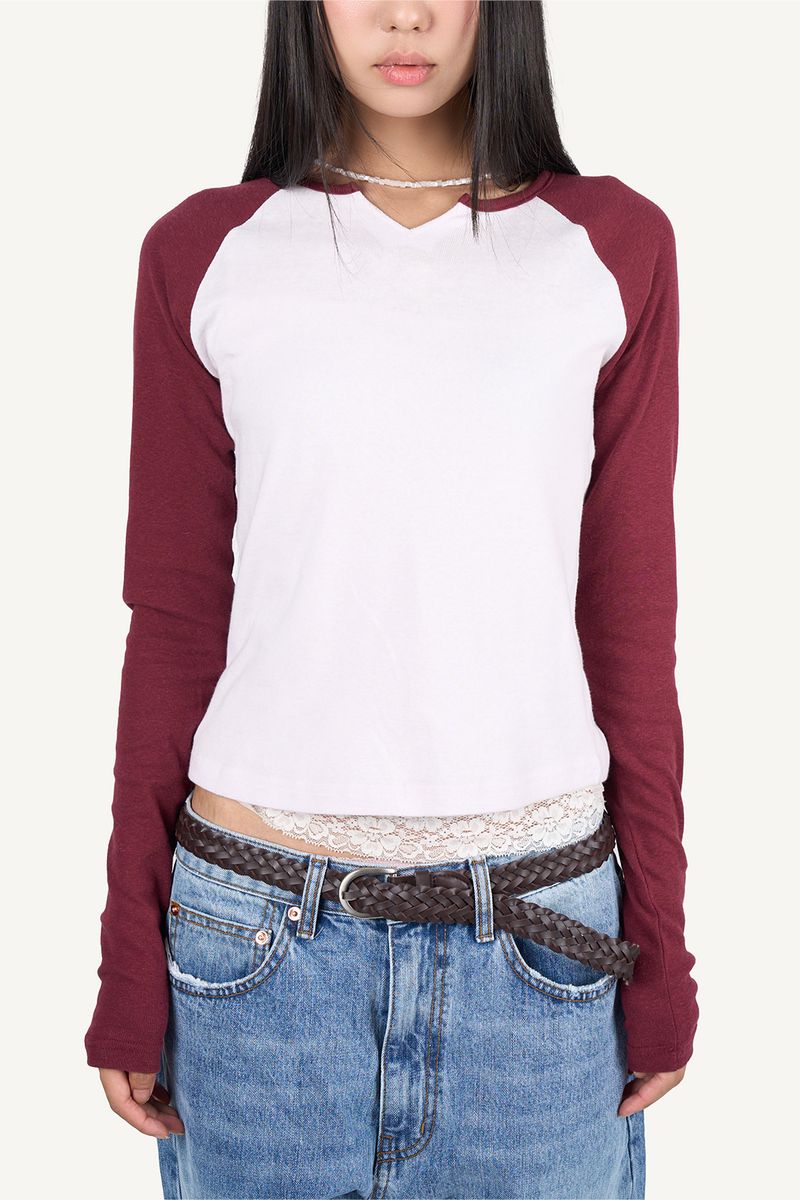 Peach Raglan Slim Long Sleeve