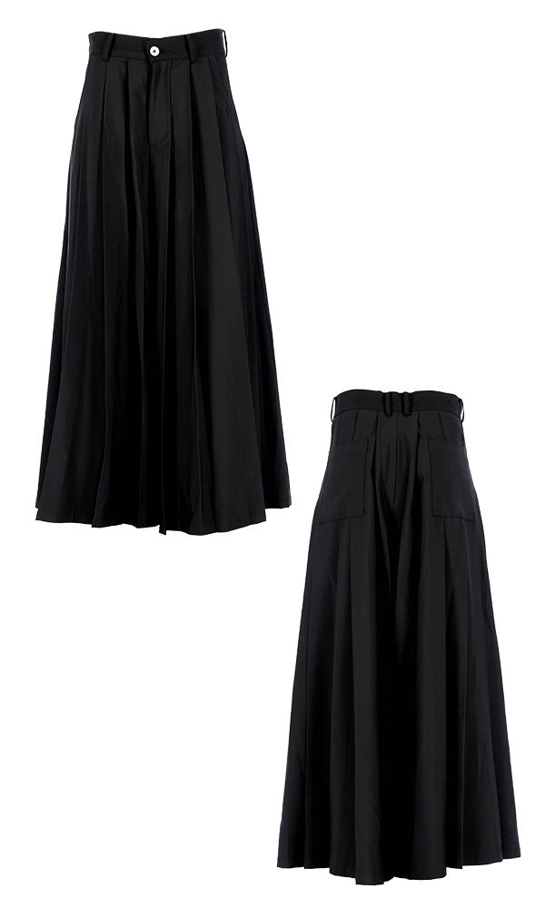 Wide pleated Skirt pants Black