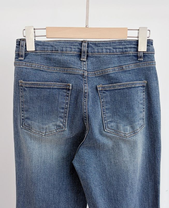 レイティブ ウォッシング スパン ブーツカット デニム パンツ