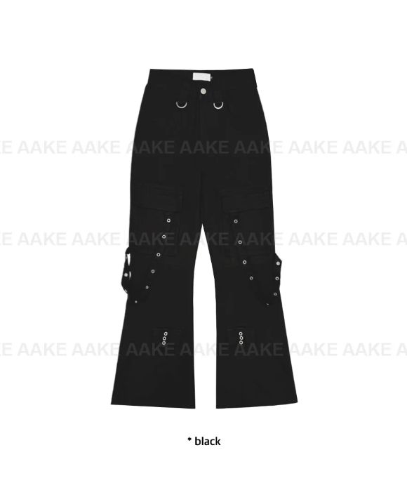 EYELET STRAP BOOTCUT PANTS