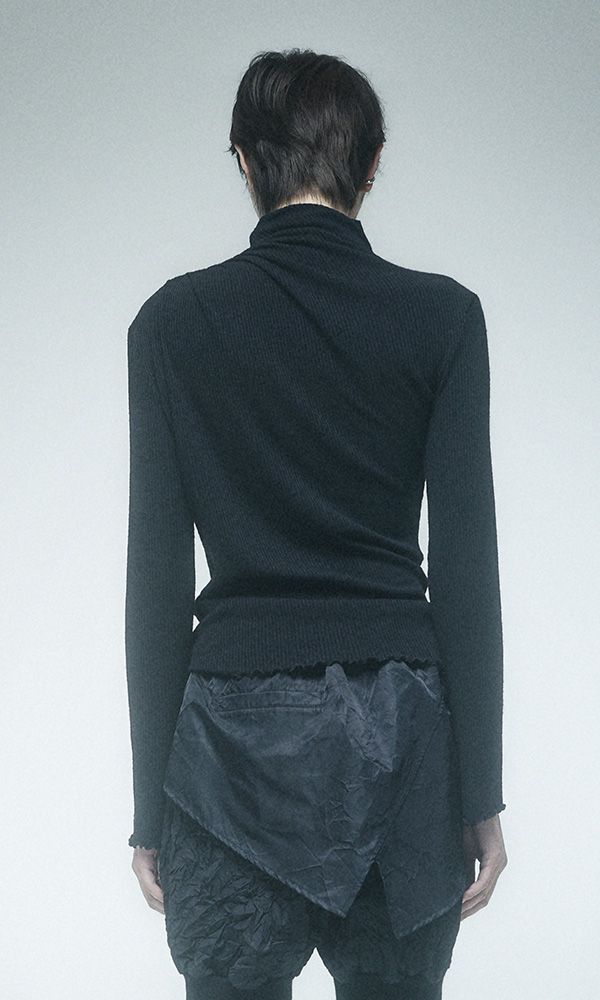 Cowl draped T-shirt Black