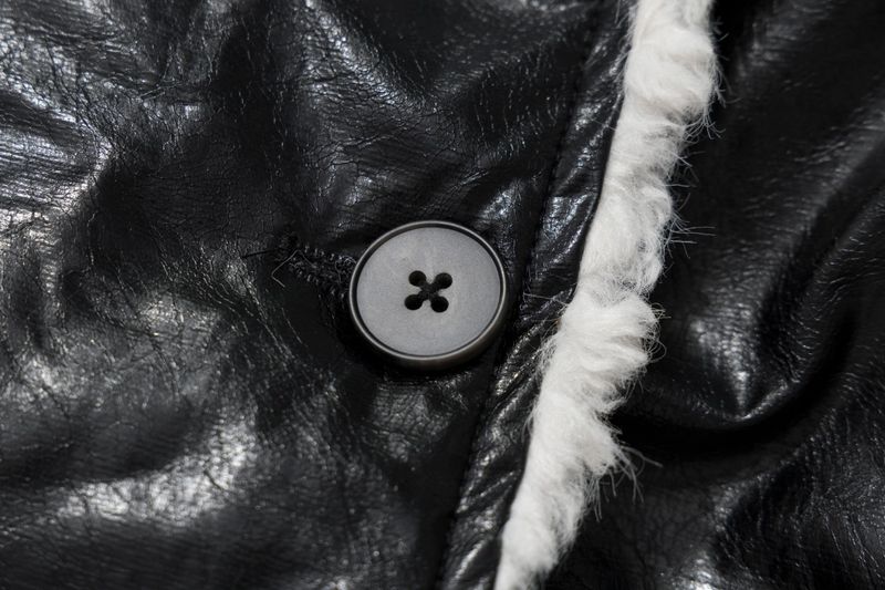 Creamy Fur Collar Leather Shearling Jacket