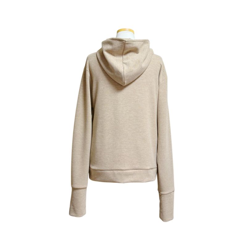 (3color) Button High-Neck Stripe Brushed Hood Zip-Up