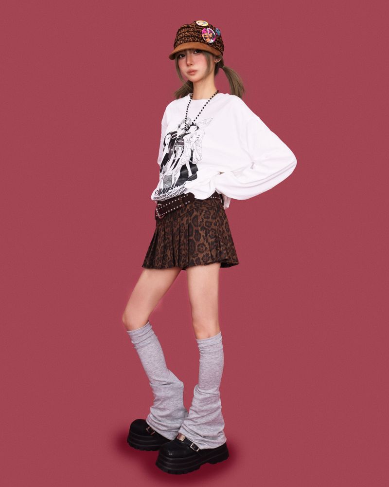 Pick! leopard skirt +belt (2color/속바지)