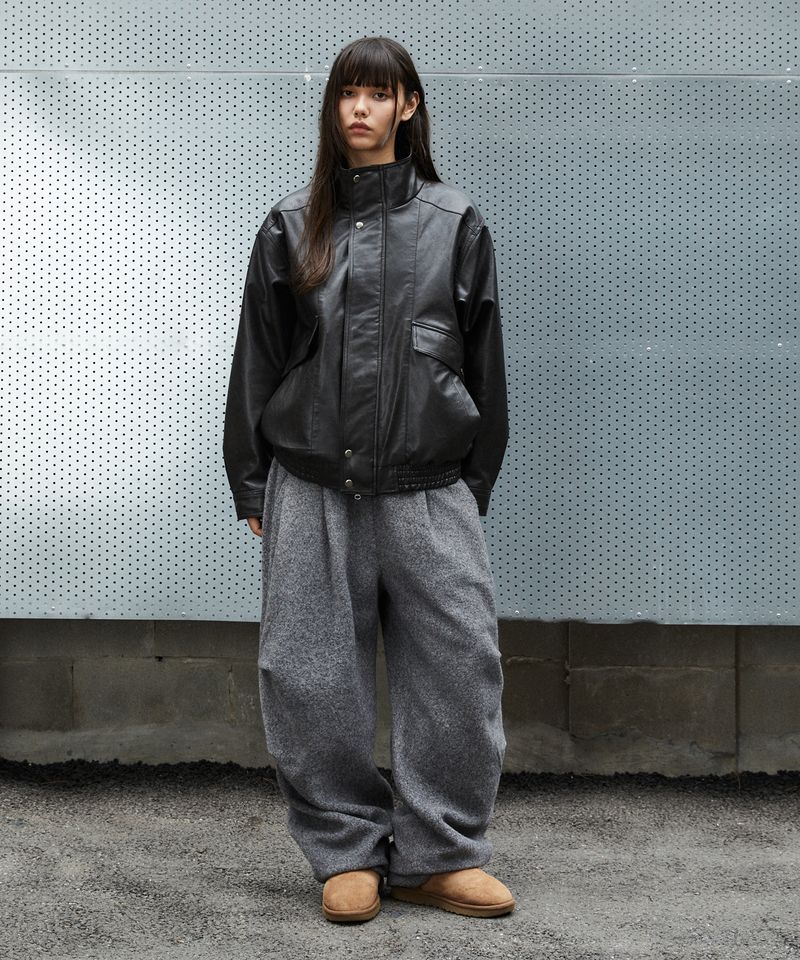 WIDE FLEECE PANTS_CHARCOAL