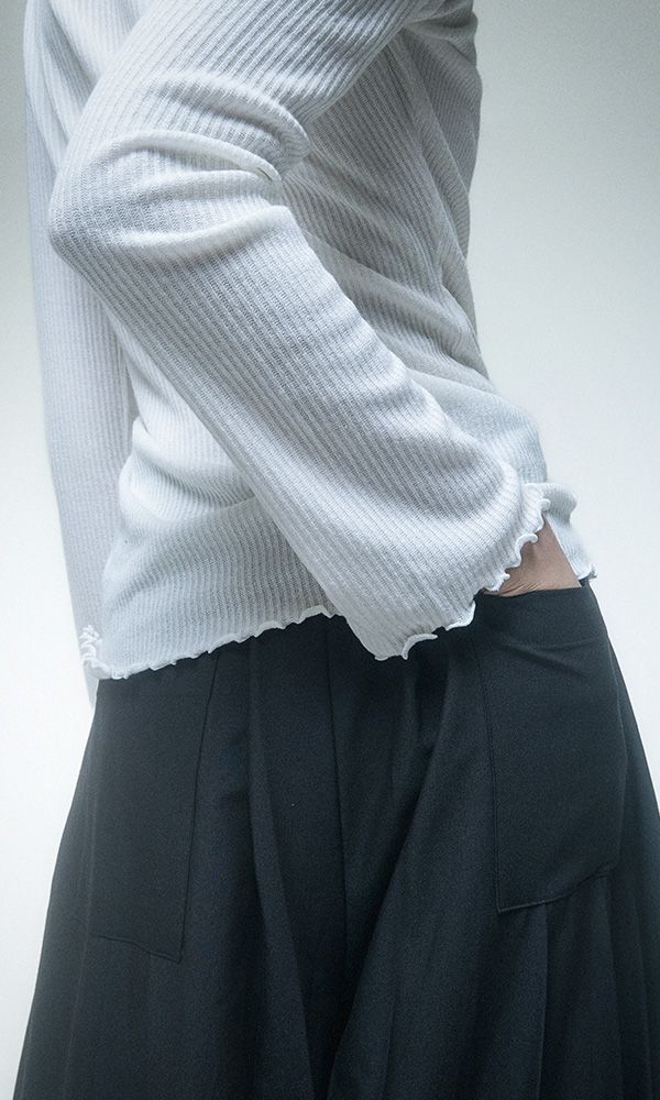 Cowl draped T-shirt Ivory