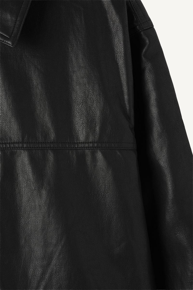 Over Fit Leather Car Coat