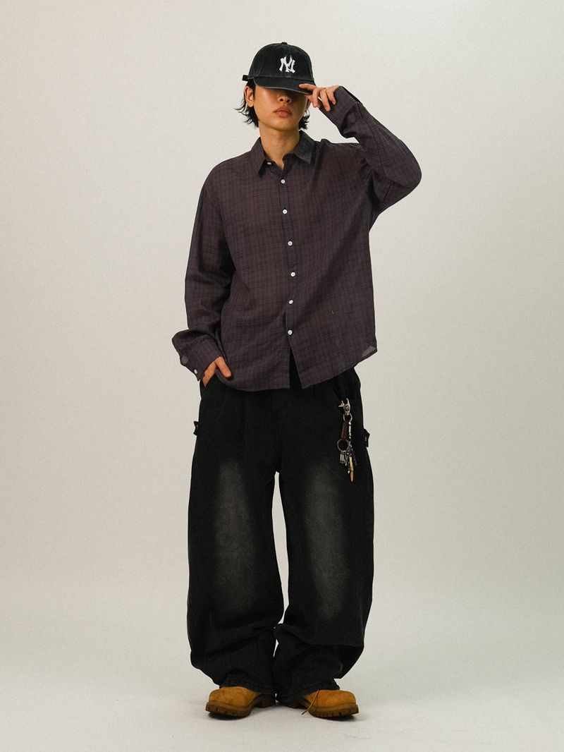 SH Snap Washed Wide-Fit Denim Pants