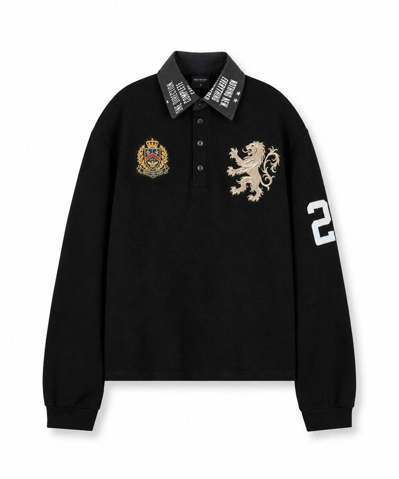 Heraldic Emblem Collar Long Sleeve - Black