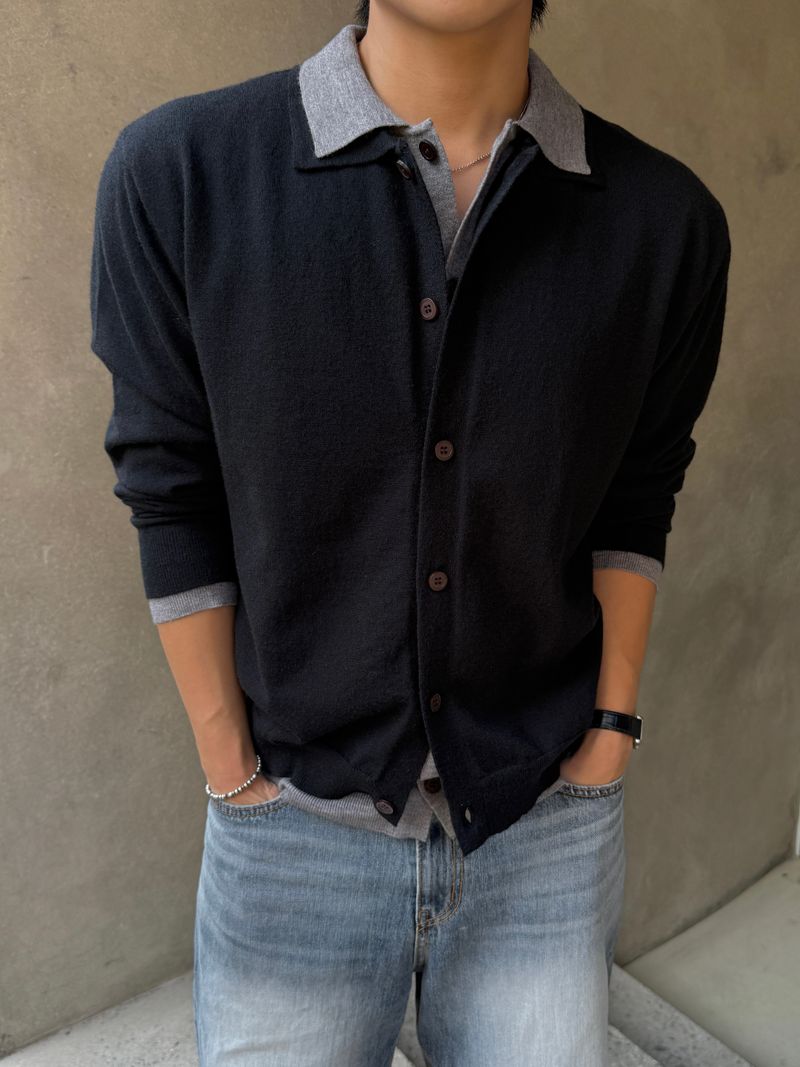 Mas layered collar cardigan
