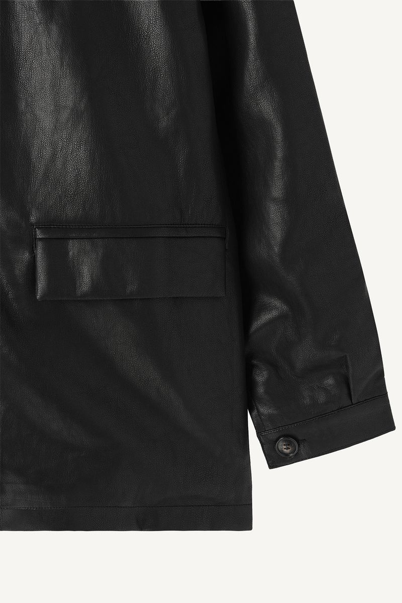 Over Fit Leather Car Coat