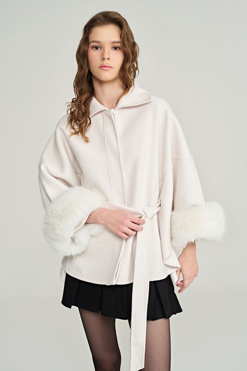 Bell australian wool cape coat, Ivory