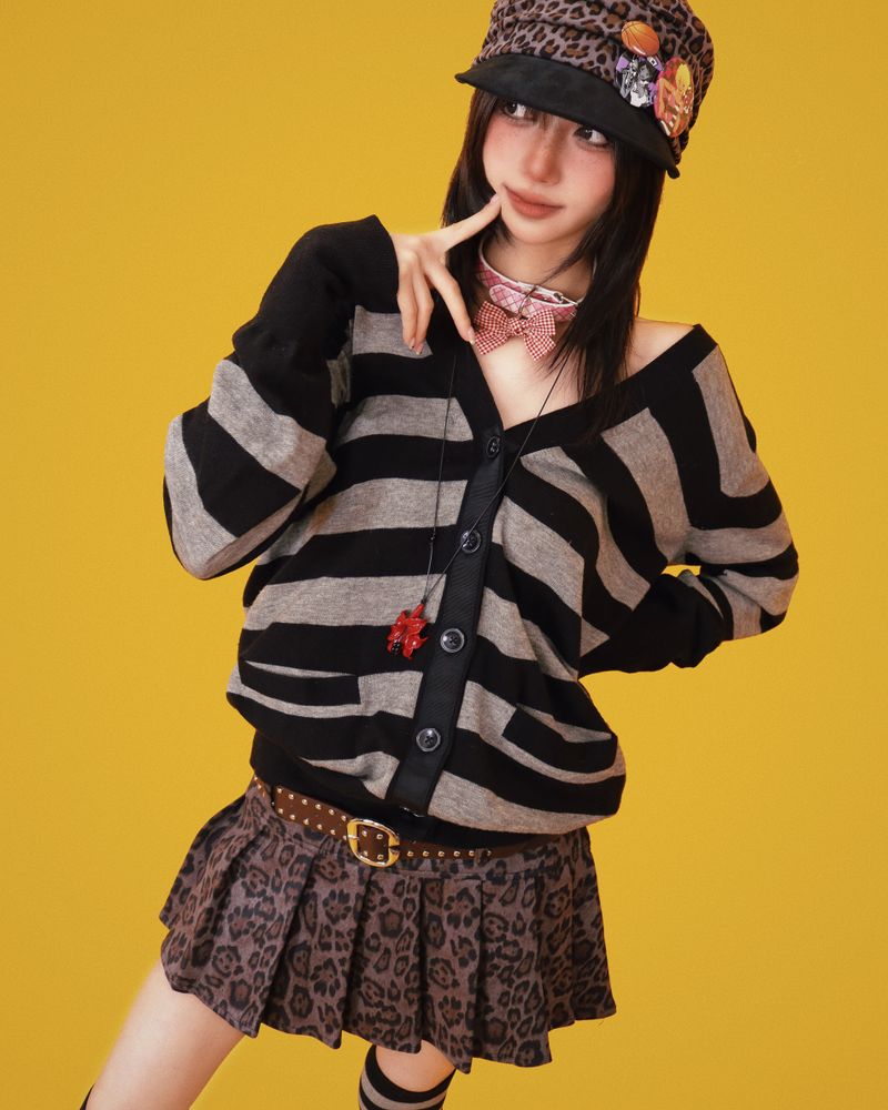 Pick! leopard skirt +belt (2color/속바지)