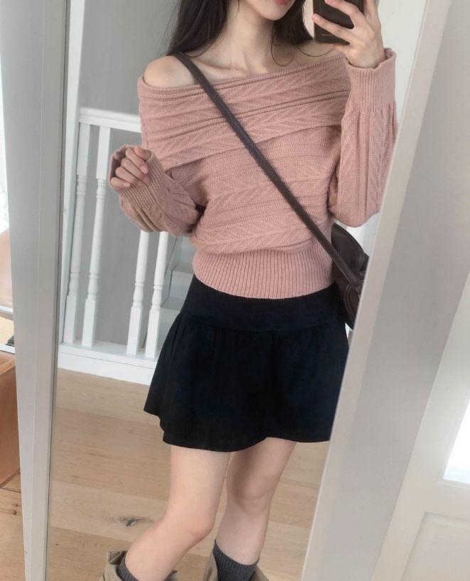 Blair Off-Shoulder Cable Knit