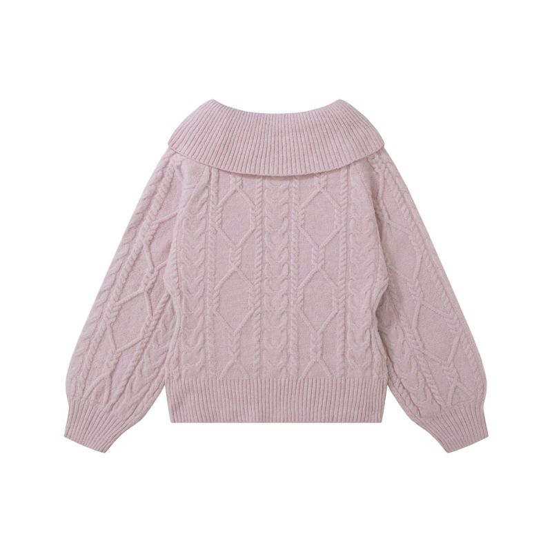 Ribbon Shawl-Collar Cable Knit