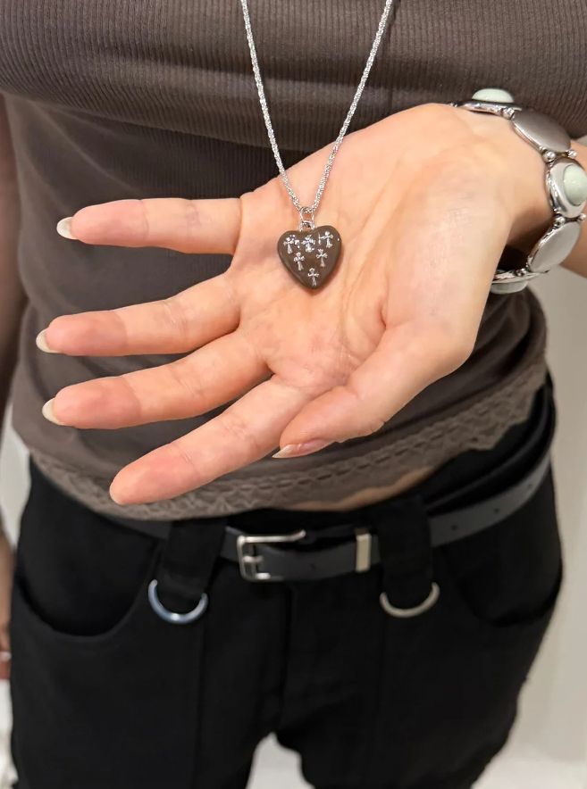 HEART CROSS LONG NECKLACE