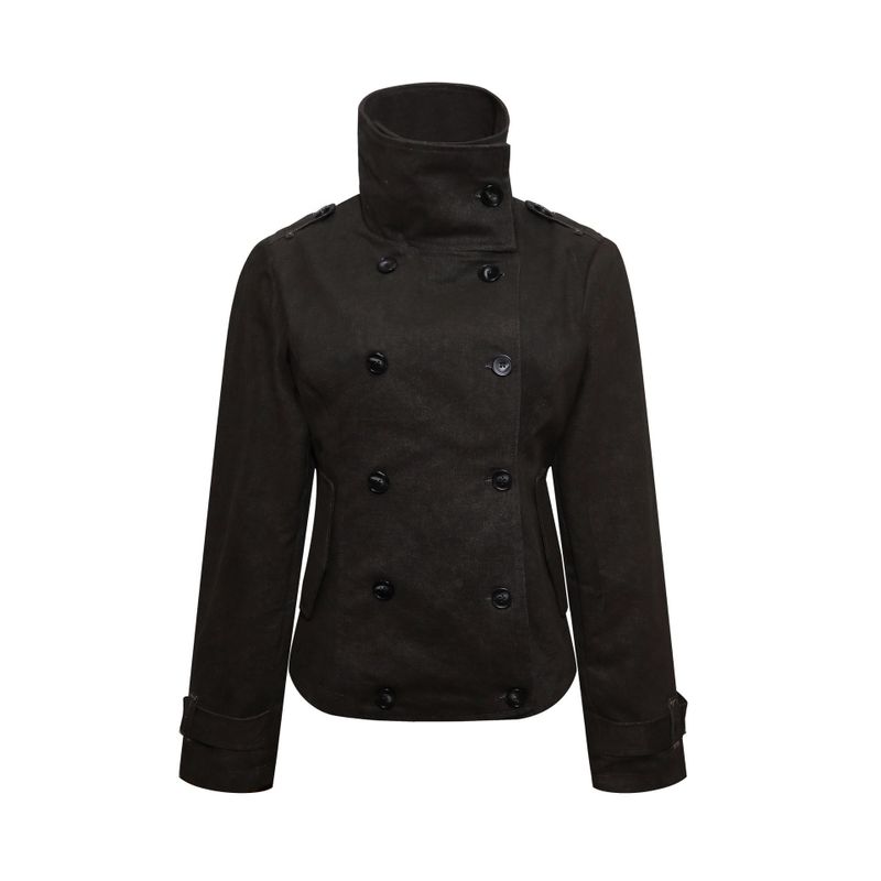 High-Neck Double-Breasted Slim Jacket