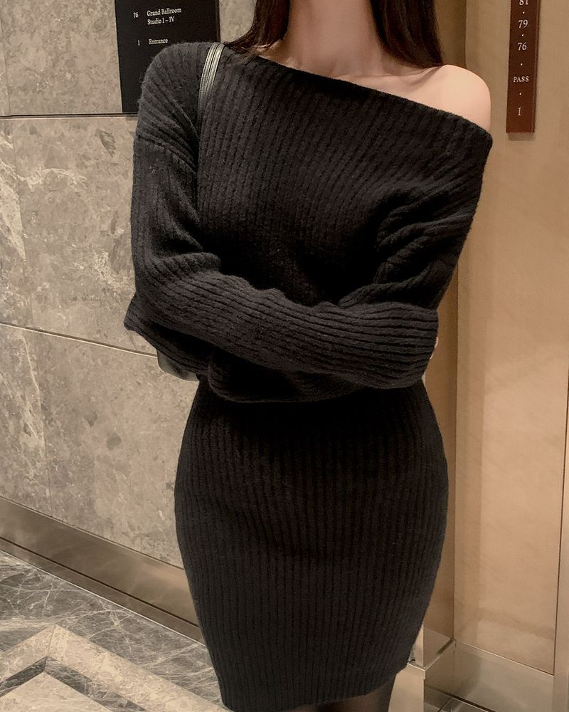 Marena off-shoulder knit dress
