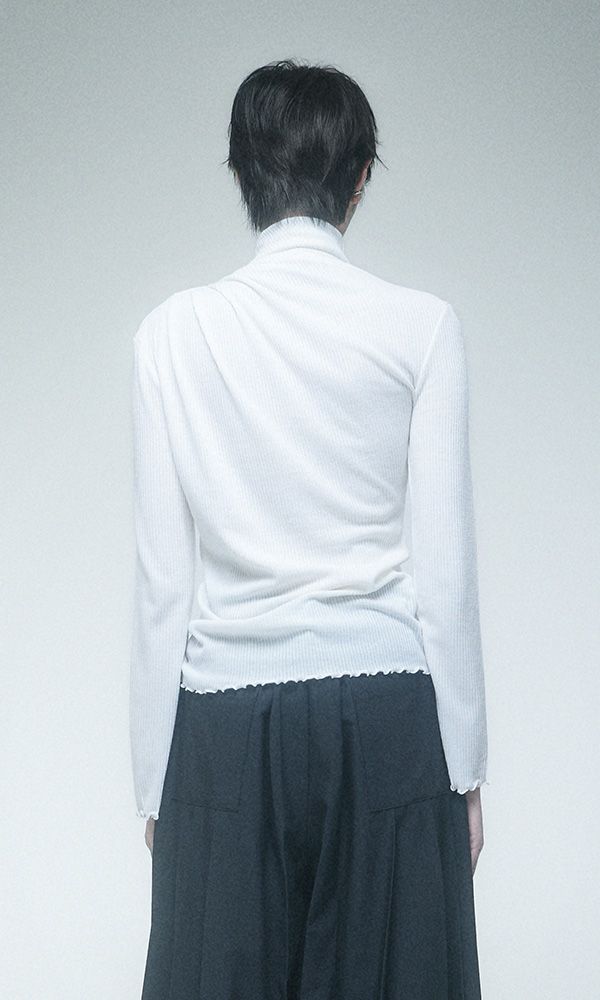 Cowl draped T-shirt Ivory