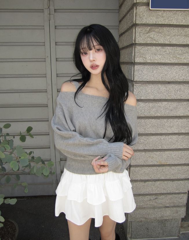 Leev Corduroy Tiered Mini Skirt
