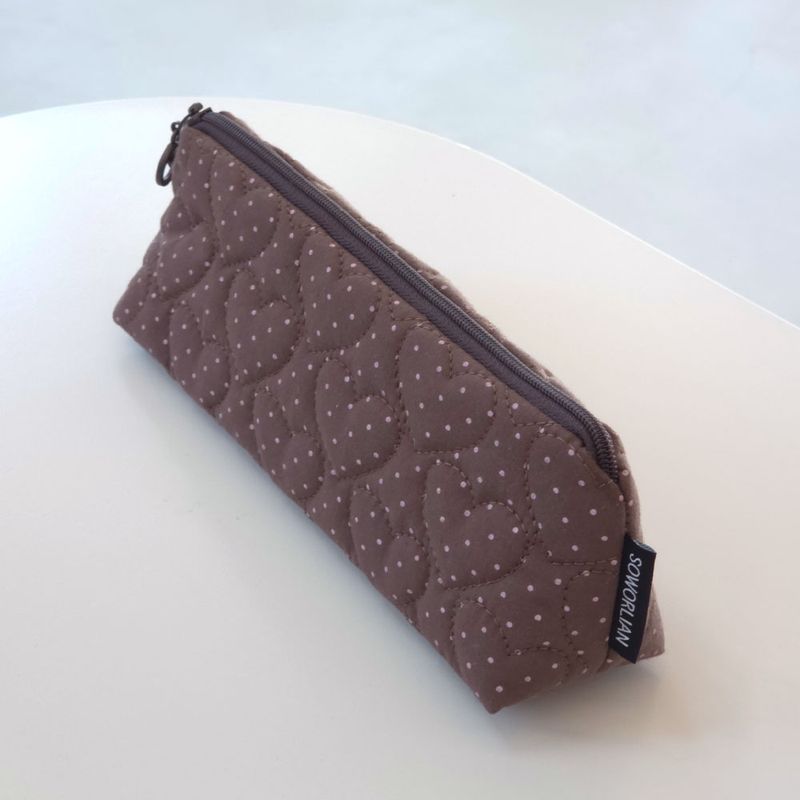 Triangle zipper Pencil Pouch_Petit Dot Brownie