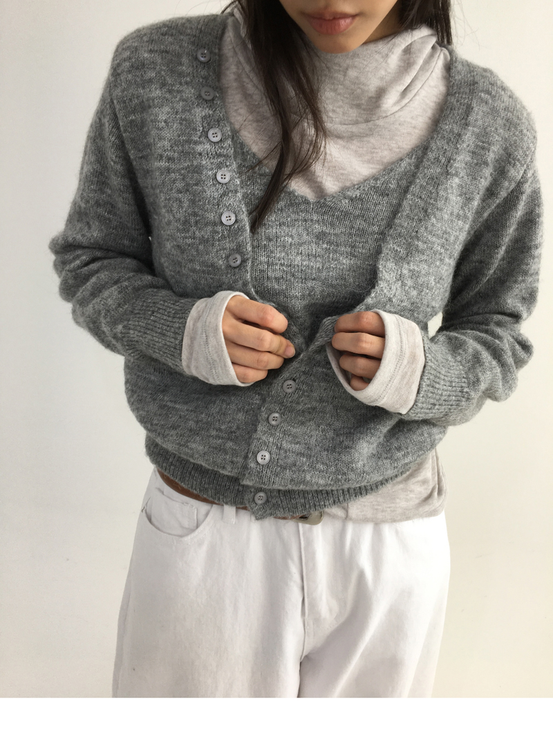 Tot Double V-Button Knit (4color)