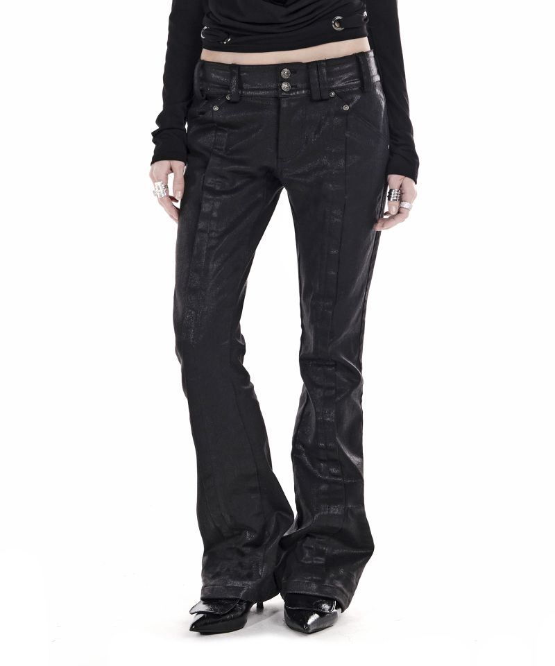 VAMP SLIM BOOTCUT DENIM PANTS GLITTER BLACK