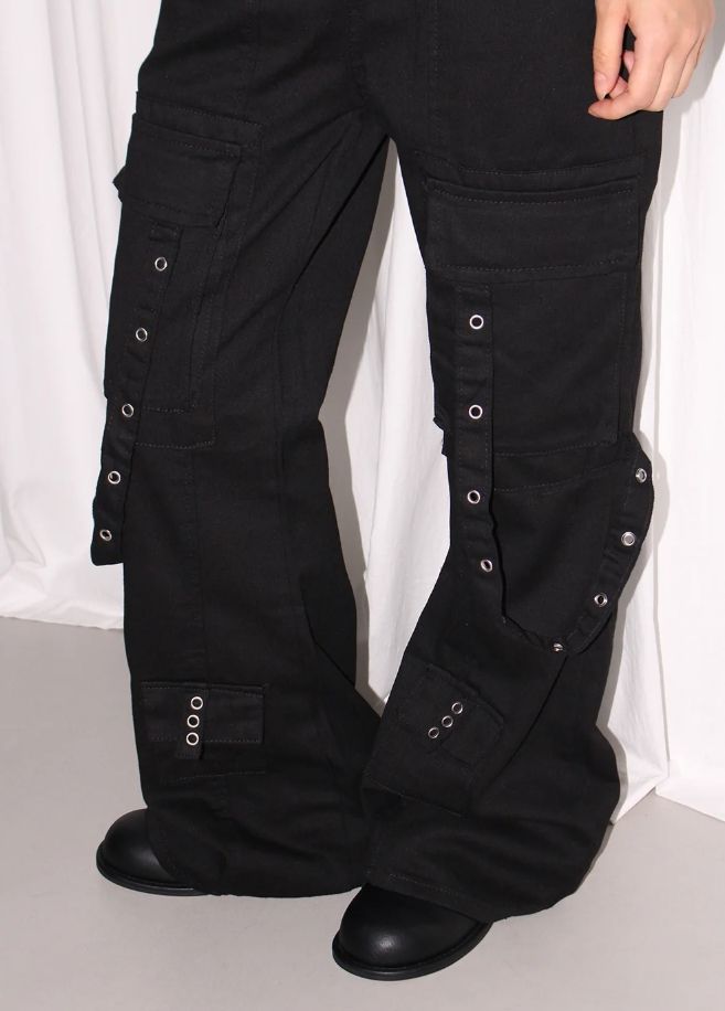 EYELET STRAP BOOTCUT PANTS