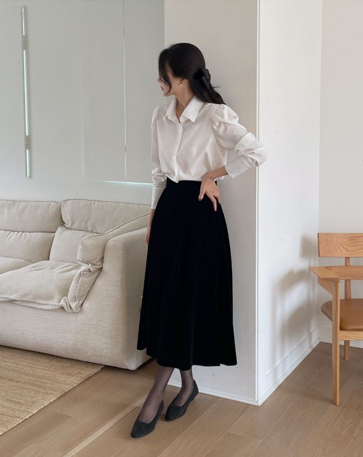 Bitten Balloon Sleeve Shirt Blouse