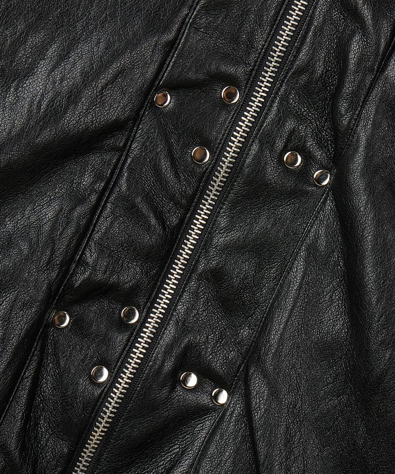 Leather Reversible Fur Crop Jacket - Black