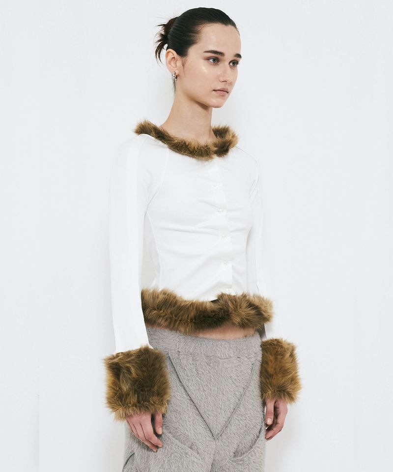 フェイクファーカーディガン