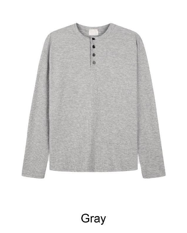 Diva Waffle Crop Henley Neck Long Sleeve