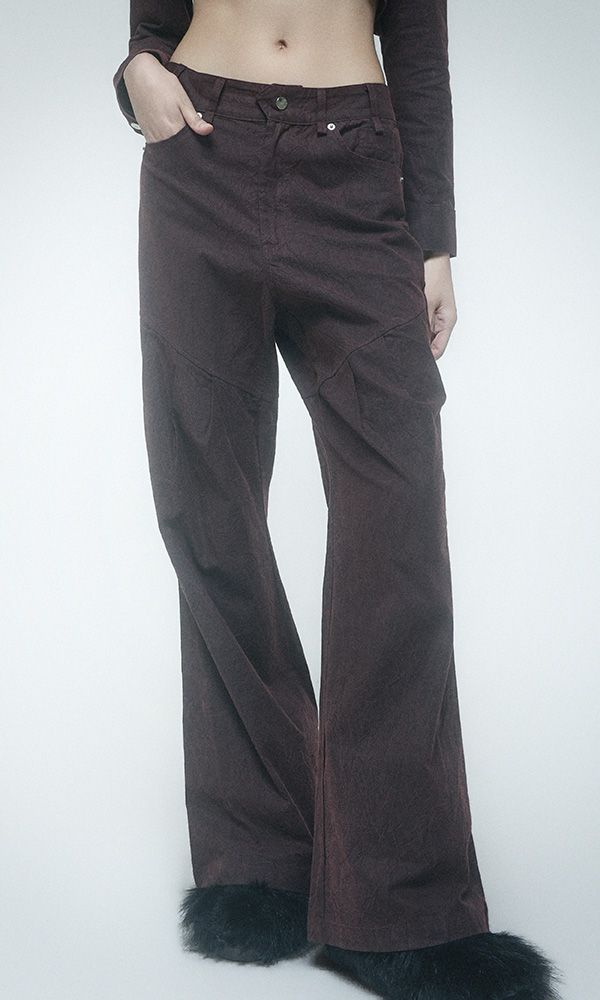 Wrinkle Wrap skirt pants Burgundy
