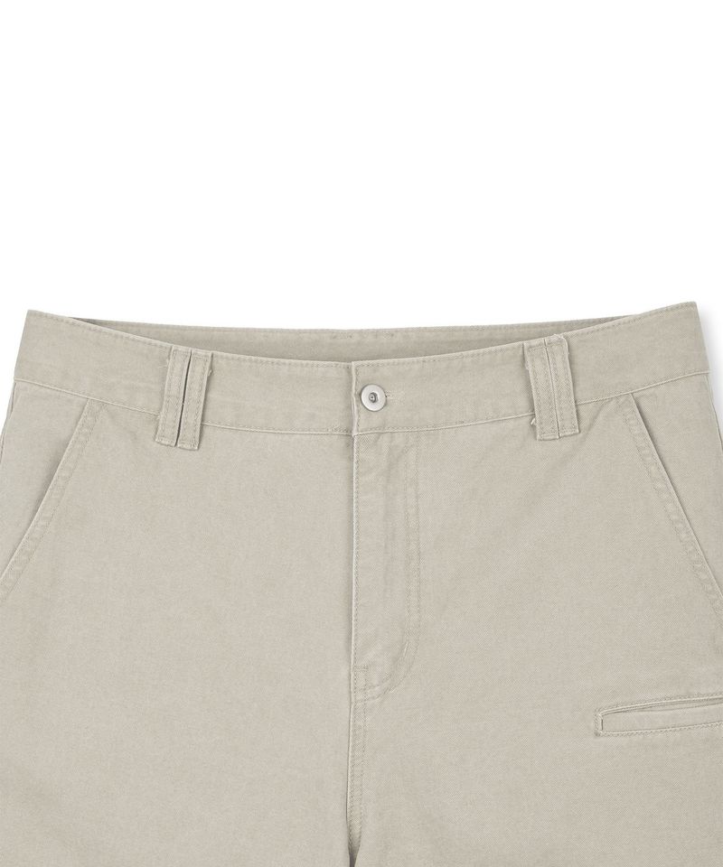Washed Multi-Pocket Semi-Flare Pants - Light Gray