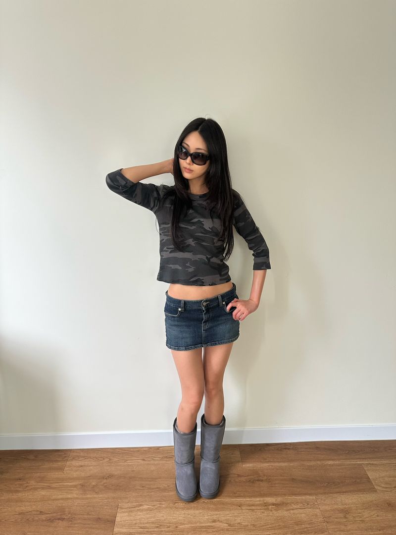 lowrise denim skort
