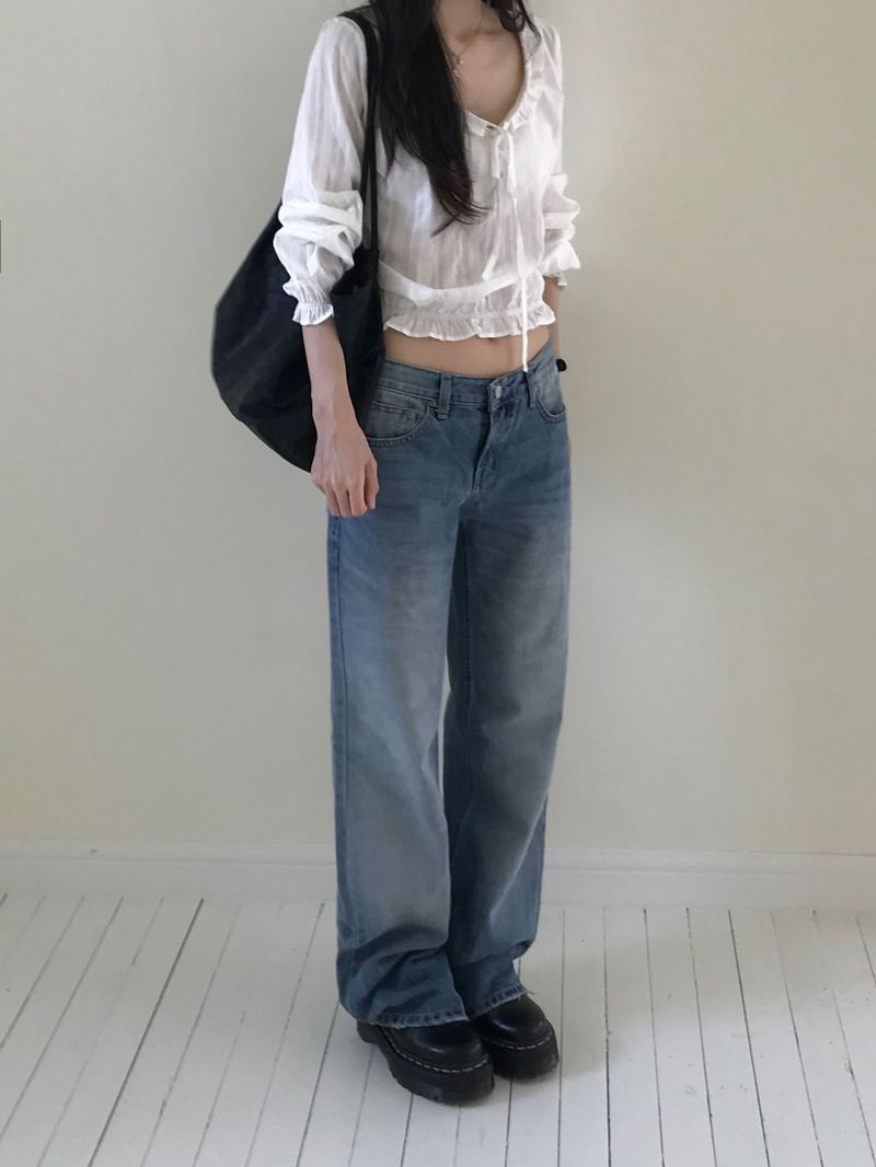 Kitten（キッテン）の「スリン デニム ワイド パンツ (one color)（パンツ）」