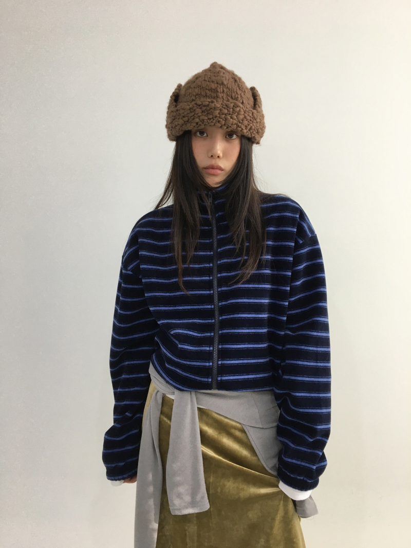 Hippo Stripe Fleece Zip-up (3color)