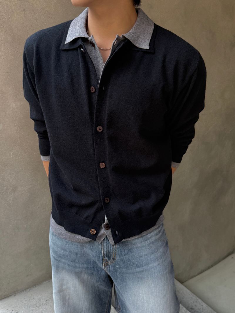 Mas layered collar cardigan