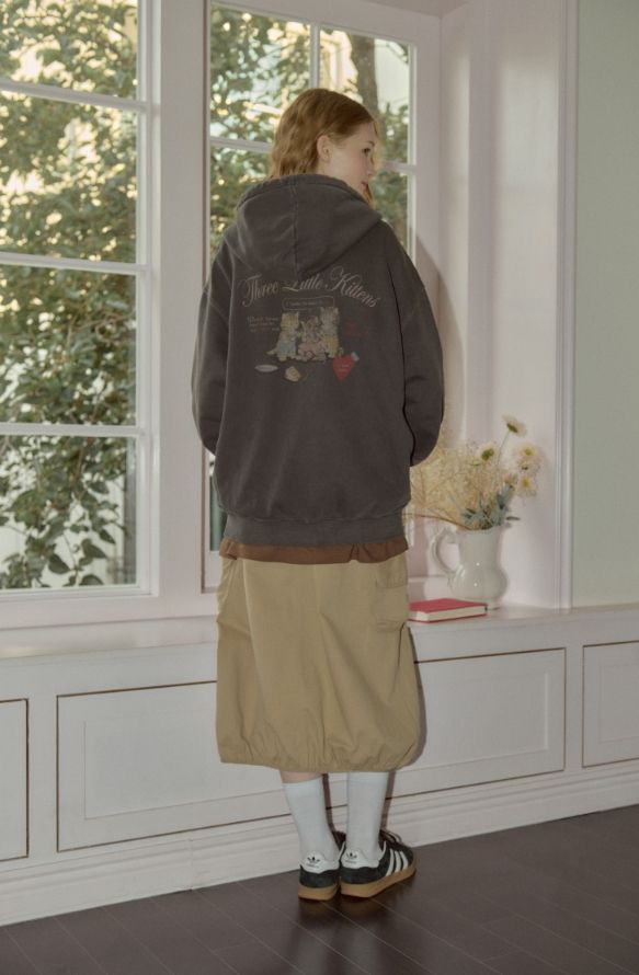 26FW★ [2-WAY] Crying Kitty Pigment Hood Zip-Up